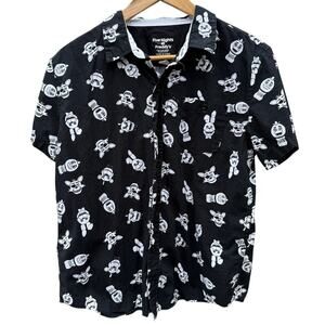 Five Nights at Freddys FNAF black and white button up shirt Size Youth XL